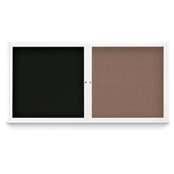 Corkboard, Single Door, Radius Frame, 18x24", Bronze/Natural Tan Cork